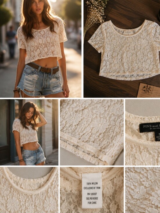 Anthropologie Tops - PINS and NEEDLES BY ANTHROPOLOGIE LACE CROP TOP 🌟